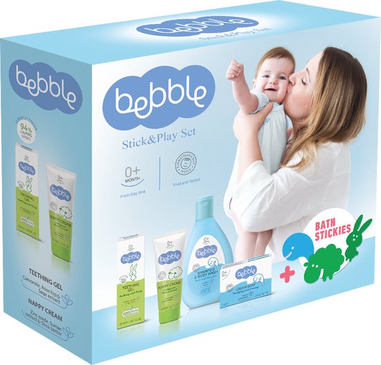 Baby bad set , shampoo & body wash 200 ml, billen crème 75 ml, tandjes