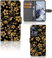 Telefoonhoesje Xiaomi 12T | 12T Pro Bookcase Cadeau voor Oma Gouden Bloemen