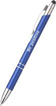 Akyol - be positive pen - blauw - gegraveerd - Motivatie pennen - collega - pen met tekst - leuke pennen - grappige pennen - werkpennen - stagiaire cadeau - cadeau - bedankje - afscheidscadeau collega - welkomst cadeau - met soft touch