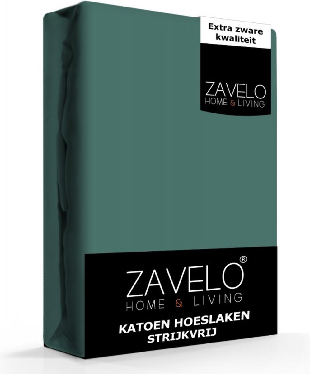 Zavelo Hoeslaken Katoen Strijkvrij Petrol - Lits-jumeaux (180x200 cm) - Hoogwaardige Kwaliteit - Rondom Elastisch - Perfecte Pasvorm
