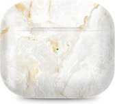 xoxo Wildhearts hoesje geschikt voor Airpods Pro 1 / Pro 2 - Marble Off Whites - Ook als telefoonhoesje verkrijgbaar - schokbestendige case geschikt voor Airpod Pro (2) - koptelefoon case - Beschermhoes met marmerprint - marmer look - gebroken wit