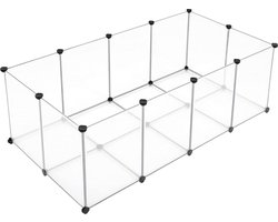 Hoppa! Huisdier ren / speelbox met bodem, 20 panelen, DIY behuizing, hek, kooi voor kleine dieren, cavia's, hamsters, konijntjes, huisdier ren, wit