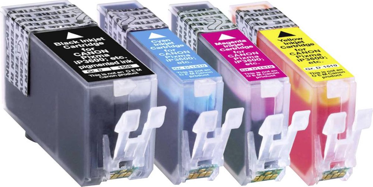 Basetech Inkt vervangt Canon PGI-520, CLI-521 Compatibel Combipack Zwart, Cyaan, Magenta, Geel BTC72 1508,0005-126