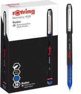 Stylo roller Rotring | Pointe fine (0 mm) pour une écriture claire | Encre bleue | 12 pièces