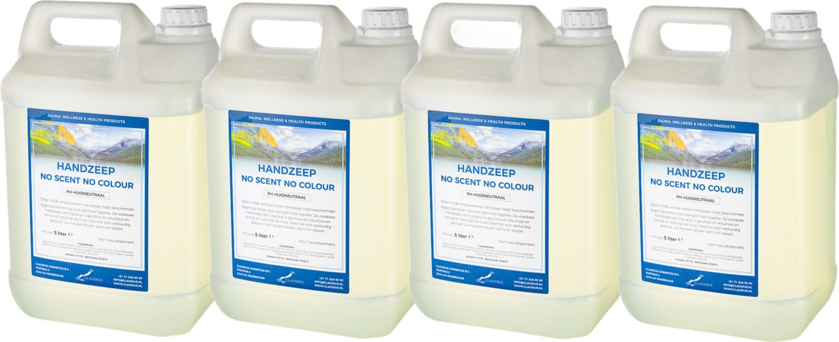 Goedkoopste Handzeep No Scent, No Colour 5 liter - set van 4 stuks - navulling - Voordeelverpakking