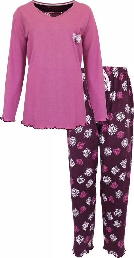 Tenderness Dames Pyjama - Katoen - Donker Roze - Maat XL