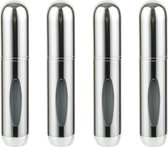 Mini Parfum Flesjes - 4-pack - Navulbaar - Reisflesjes - Parfumverstuiver - Glanzend Zilver