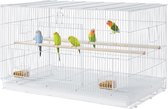 Papa Simba Vogelkooi, stapelbare vliegkooi, brede kooi met extra veel ruimte voor papegaaien, parkieten, wit, 76 x 45,5 x 45,5 cm HMTM-BC-10007-White