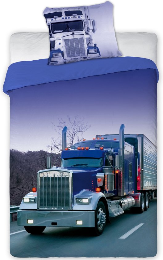 Vrachtwagen On The Road - Dekbedovertrek - Eenpersoons - 140 x 200 cm -  Multi | bol.com
