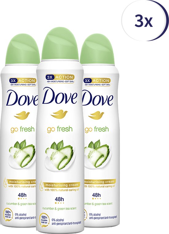Dove Go Fresh Antitranspirant Deodorant Spray Cucumber 3 x 150 ml