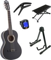 LaPaz C30BK klassieke gitaar 3/4-formaat zwart + statief + accessoires