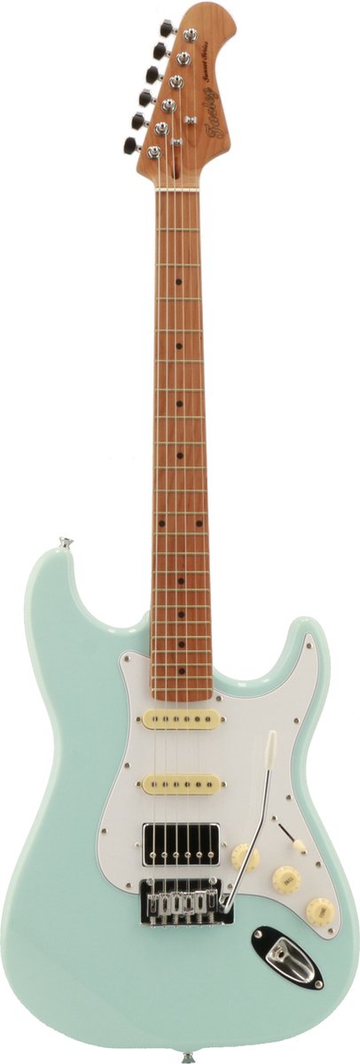 Fazley Sunset Series Dawn HSS Sky Blue elektrische gitaar met gigbag