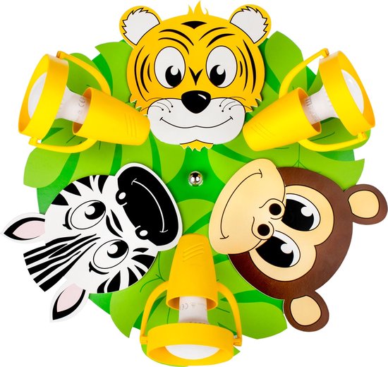 Plafonnier pour enfants - Animaux - Safari - Coloré - Gai - Points lumineux mobiles