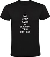 Keep Calm and be Happy its my Birthday Heren T-shirt | jarig | verjaardag | feest | cadeau | kado