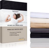 Bed Couture - Percale Hoeslaken van 100% hoogwaardig Katoen - Tweepersoons 160x200cm - Hoekhoogte 30cm - Ultra zacht en soepel - Zwart