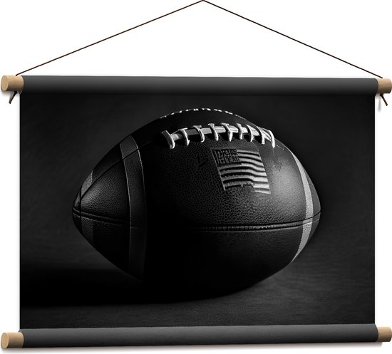 Textielposter - Rugby Ball in (Zwart- wit) - 60x40 cm Foto op Textiel
