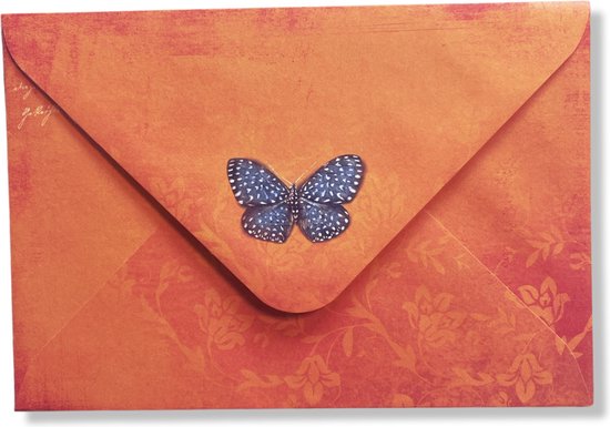 Enveloppes Colorées Luxe - 50 pcs - Oranje / Papillon - B6 -175X120 mm - 110grms - 50 enveloppes