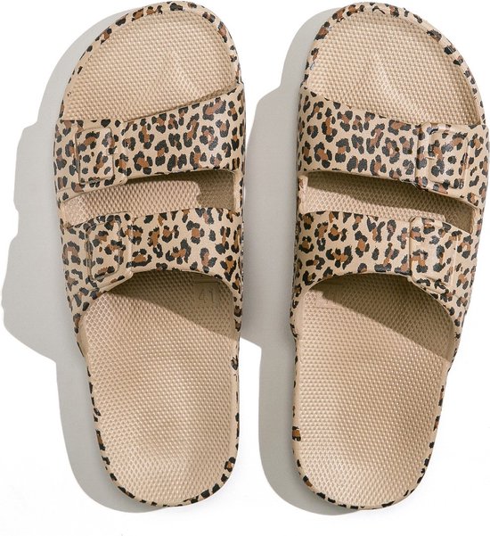 Freedom Moses Slippers Wild Cat Sands Ecru met Panter print – Maat 40-41
