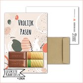 Kaartkadootje -> Merci Chocolade reepjes - No:05 (Vrolijk Pasen - Paashaas en eieren streep) - LeuksteKaartjes.nl by xMar