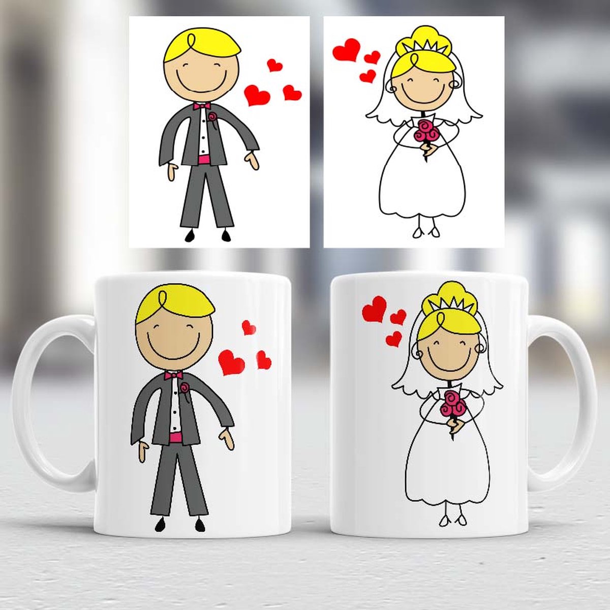 Mokken the bride / the groom- Liefde - koppels - cute - cadeau - love - couple