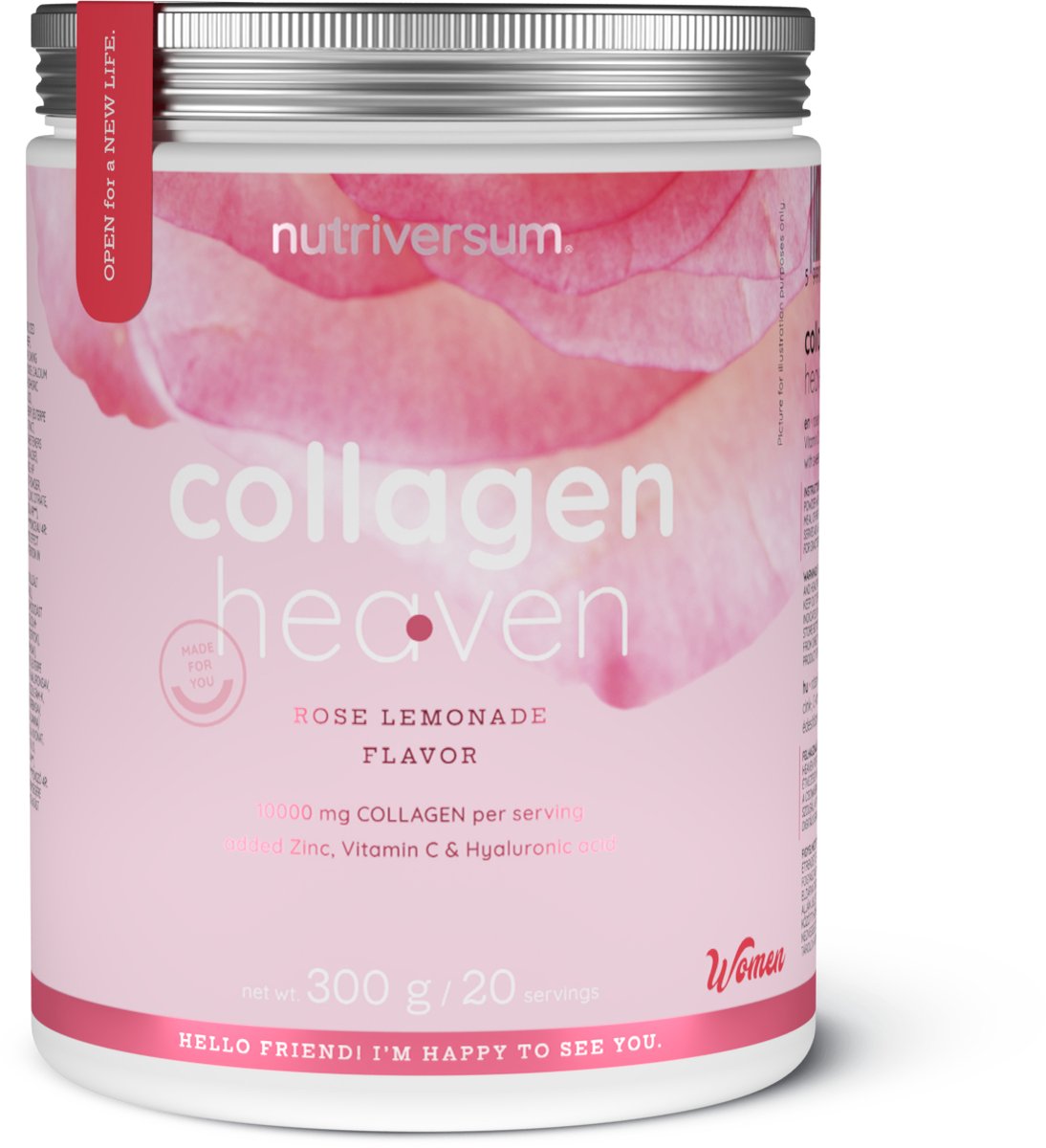 Goedkoopste Nutriversum | Rund collageen heaven | Rose lemonade | 300gr 20 servings | 10000mg collageen per serving | Hyaluronzuur | Vrouwen | Supplement | Nutriworld
