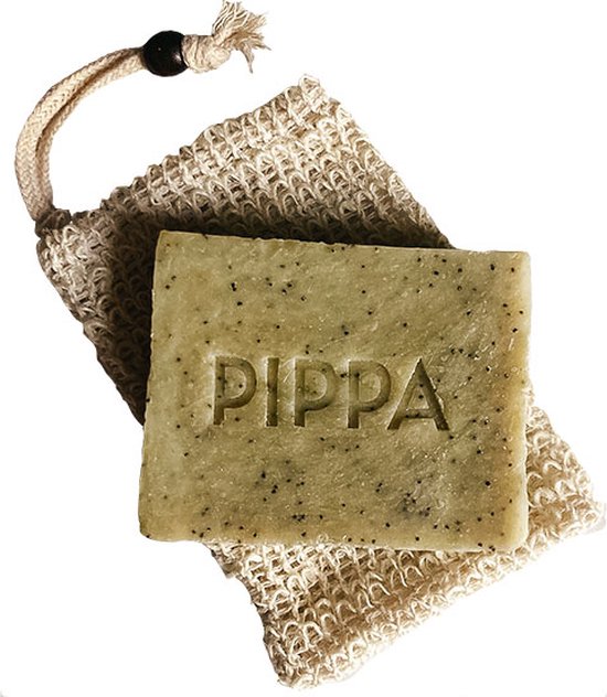 Pippa - Poppy Seed en Lime - Shampoobar voor paard en hond - met scrubzakje - Pippa