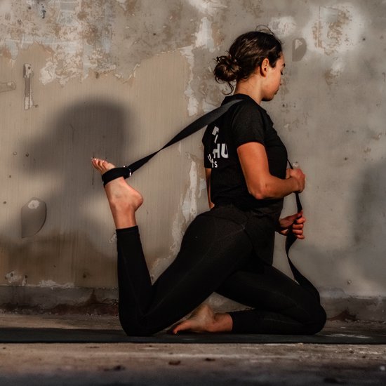 Matchu Sports - Yoga strap - Yoga riem - 183cm - Zwart van Matchu Sports — afbeelding 4