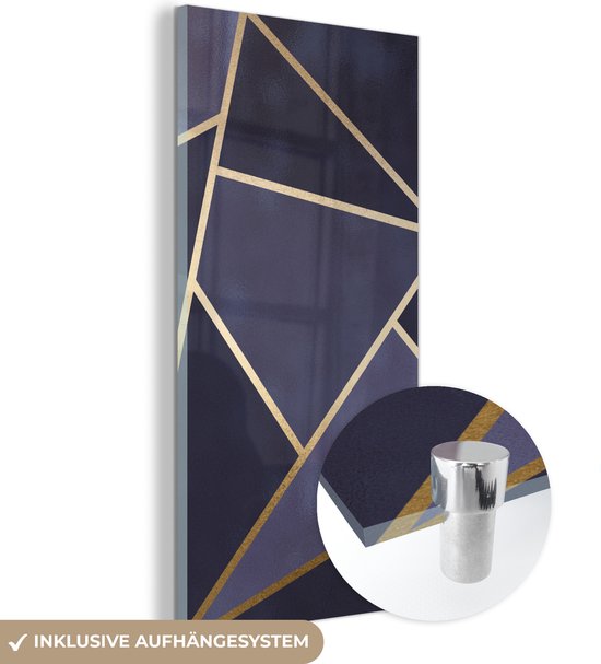 Peinture sur Verre - Marbre - Blauw - Collage - 60x120 cm - Peintures Plexiglas