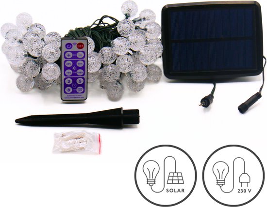 Guirlande lumineuse à énergie solaire pour extérieur, 60 LED, boules de  cristal