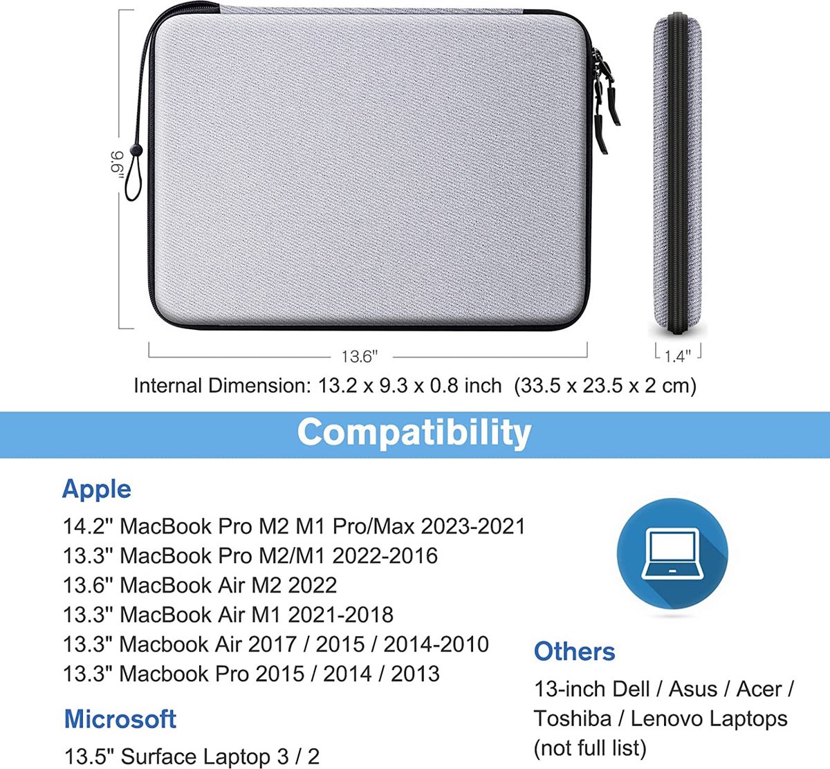 FINPAC Housse pour 13,6 MacBook Air M2 A2681 2022, 14 Macbook