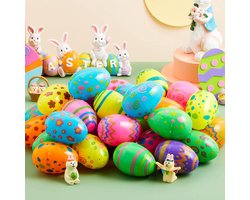 36 stuks bedrukte paaseieren, lichte kleur, paaseieren om te vullen, voor Pasen, feestaccessoires, paasmand vulling, klaslokaal, kinderspeelgoed en verrassingscadeau (White-001)