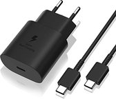 MBH Samsung fast charger type C snel lader - met USB C oplaadkabel - 25W oplader - fast charger - Zwart