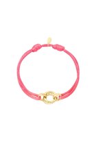 Satijnen armband Cirkel - Verstelbaar - One Size - Fuschia Roze - Trendy