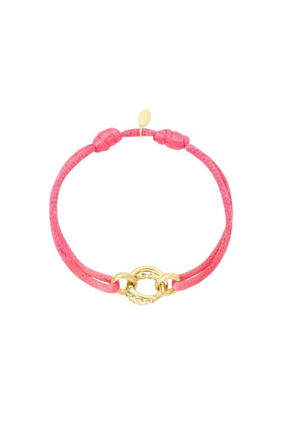 Satijnen armband Cirkel - Verstelbaar - One Size - Fuschia Roze - Trendy