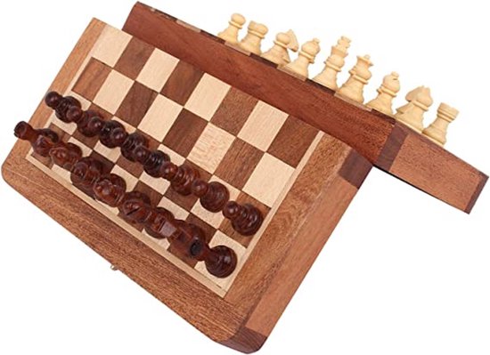 StonKraft Handmade, Premium Wooden Chess Set, 26 x 26 cm, Magnetic Chess Cassette Made of Rosewood