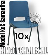 King of Chairs -set van 10- model KoC Samantha blauw met zwart onderstel. Kantinestoel stapelstoel kuipstoel vergaderstoel kantine stapel stoel kantinestoelen stapelstoelen kuipstoelen arenastoel kerkstoel schoolstoel De Valk 3320 bezoekersstoel