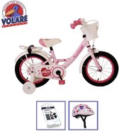 Volare Kinderfiets Ashley - 14 inch - Roze - Inclusief fietshelm & accessoires