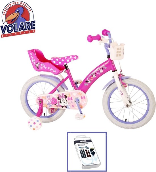Vélo pour enfants Volare Minnie Mouse - 16 pouces - Rose - Kit de  réparation de pneus... | bol.com