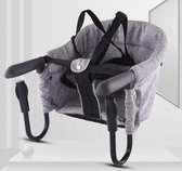 Tafelhangstoel baby Grijs - babystoel - makkelijk mee te nemen/opvouwen - met gordel - antislip