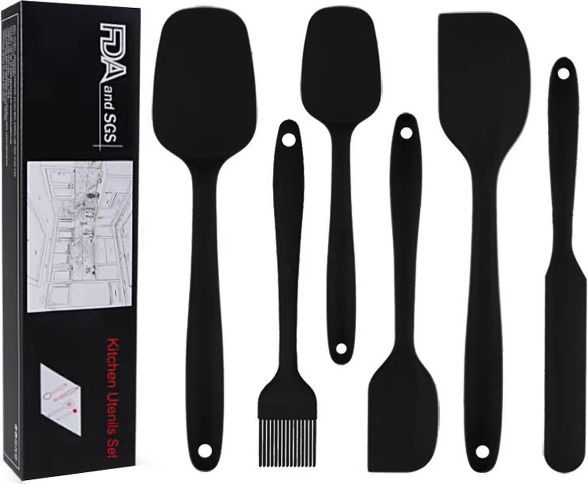 Chef Aid nylon spatel, BPA vrij, hittebestendig tot 210 graden, flexibel en krasvrij voor kookgerei met antiaanbaklaag, vaatwasmachinebestendig, zwart