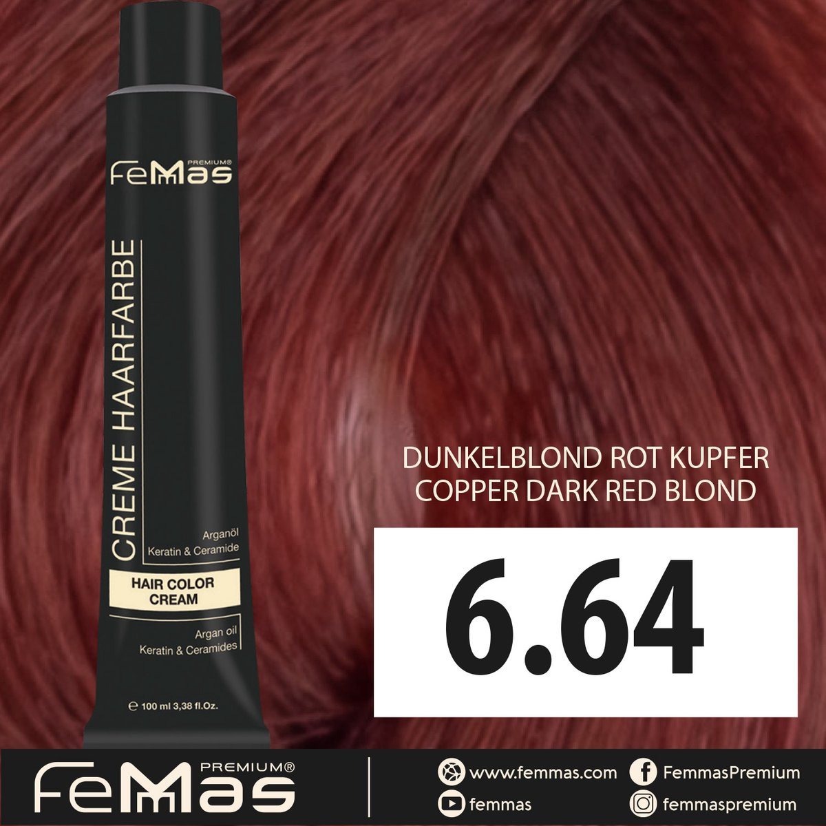 Femmas (6.64) - Haarverf - Koperrood Donkerblond - 100ml