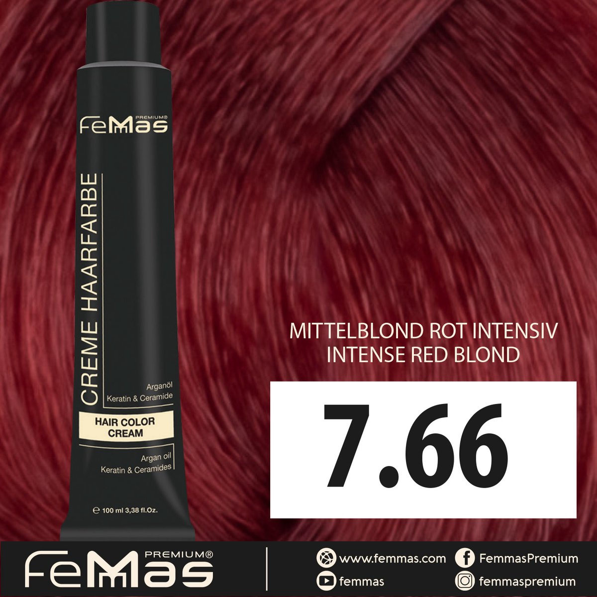 Femmas (7.66) - Haarverf - Medium Blond Rood Intens - 100ml
