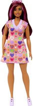 Bol.com Barbie Fashionistas - Roze jurk met hartjes - Barbiepop aanbieding