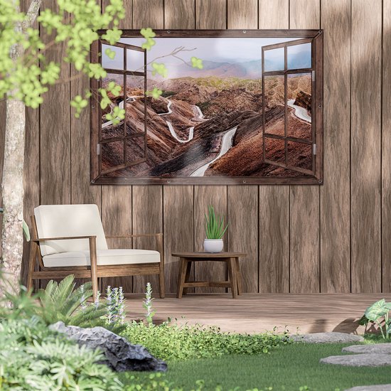 Affiche jardin Gards Routes transparentes dans les montagnes de l'Atlas, Maroc - Chemins - 150x100 cm - Toile jardin - Décoration de jardin - Décoration murale extérieur - Tableau jardin
