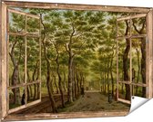 Gards Tuinposter Doorkijk Het Herepad in het Haagse Bos - Paulus Constantijn la Fargue - 150x100 cm - Tuindoek - Tuindecoratie - Wanddecoratie buiten - Tuinschilderij