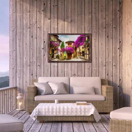 Affiche jardin Gards Village français transparent - 90x60 cm - Toile jardin - Décoration de jardin - Décoration murale extérieur - Tableau jardin