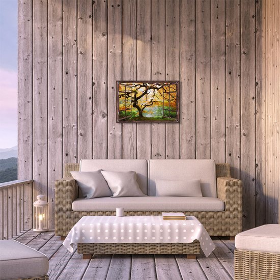 Gards Affiche jardin Vieux Arbre noueux transparent - 60x40 cm - Toile jardin - Décoration de jardin - Décoration murale extérieur - Tableau jardin