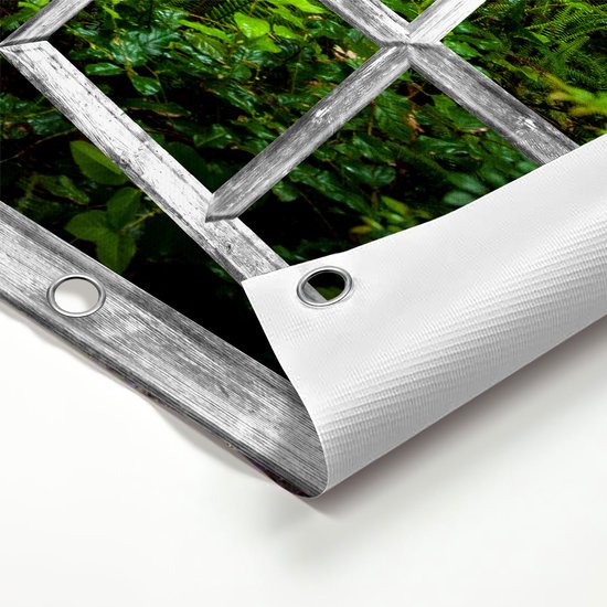 Gars Affiche de jardin Sentier transparent en forêt avec Plantes vertes - 120x80 cm - Toile jardin - Décoration de jardin - Décoration murale extérieur - Tableau jardin