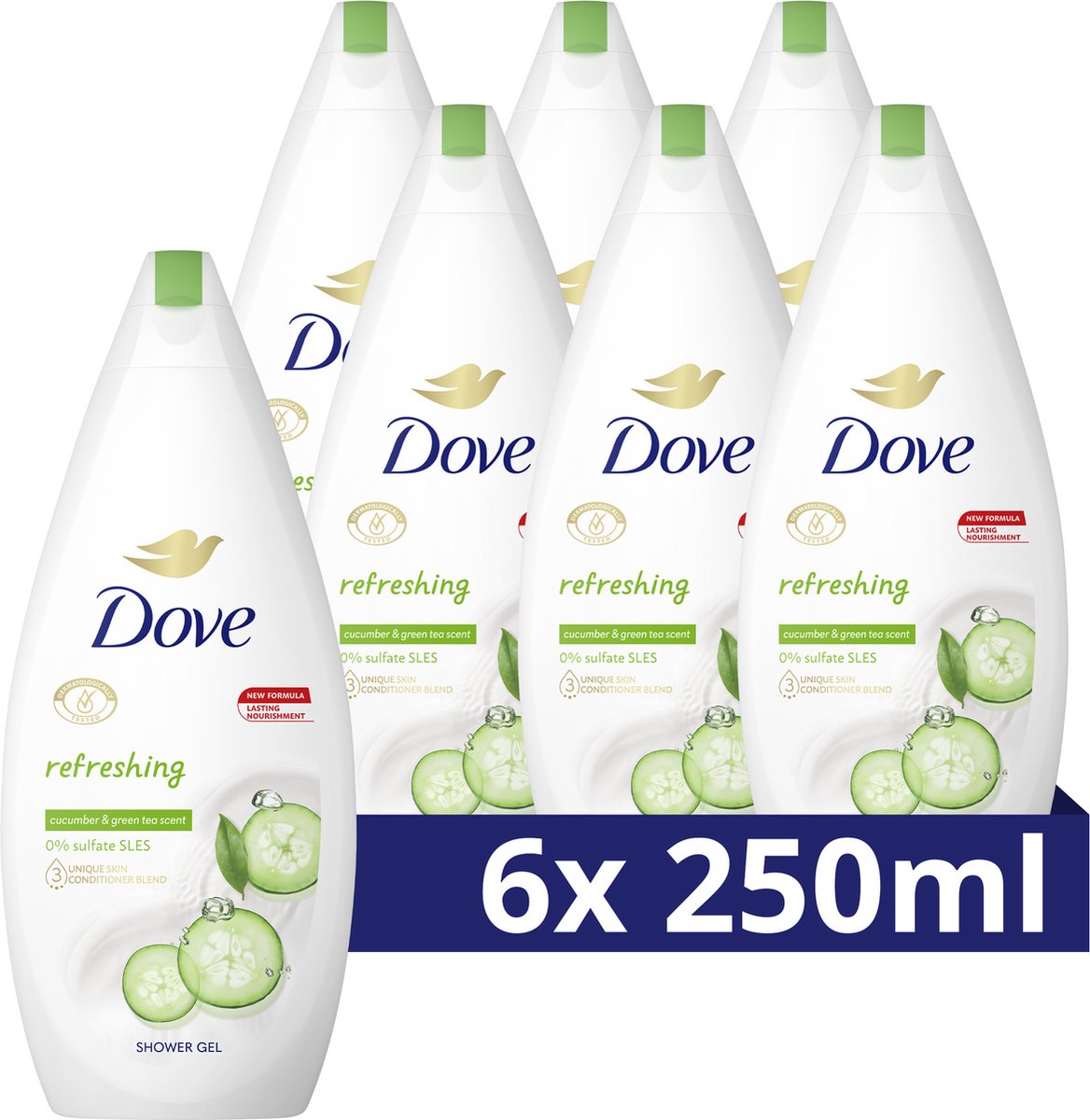 Bol.com Dove Refreshing Douchegel - 6 x 250 ml - Voordeelverpakking aanbieding