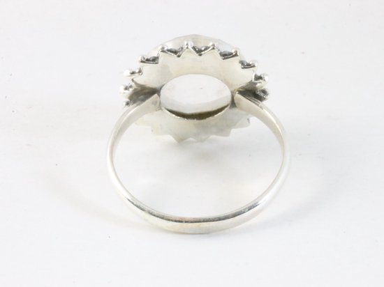 Bague ronde en argent traité avec cristal de roche - taille 17,5